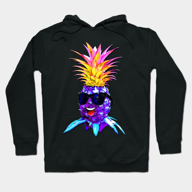 Pineapple Ultraviolet Happy Dude with Sunglasses Hoodie by BluedarkArt